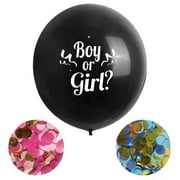 solacol Gender Reveal Kit, 36in Black Balloons With Heart Shaped Paper Confetti For Baby Gender Reveal Party